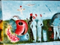 Pittura su muro: inferno, purgatorio e paradiso